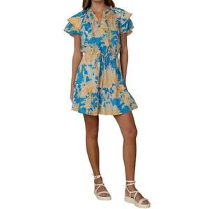 Elizabeth James The Label Tinsley Dress Tropical Toile Resort Vacation Size XS